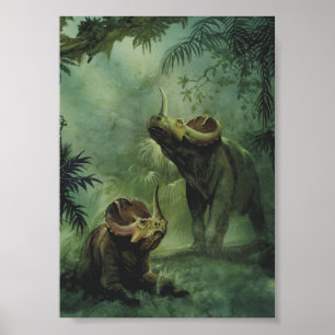 Vintage Dinosaurier, Centrosaurus im Dschungel Poster