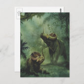 Vintage Dinosaurier, Centrosaurus im Dschungel Postkarte (Vorne/Hinten)