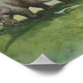 Vintage Dinosaurier, Centrosaurus Weideland auf We Poster (Ecke)