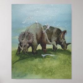Vintage Dinosaurier, Centrosaurus Weideland auf We Poster