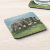 Vintage Dinosaurier, Centrosaurus Weideland auf We Untersetzer (Linke Seite)