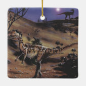 Vintage Dinosaurier, Dilophosaurus in der Sternenn Keramikornament (Rückseite)