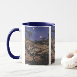 Vintage Dinosaurier, Dilophosaurus in der Sternenn Tasse