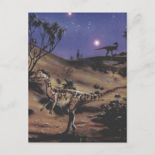 Vintage Dinosaurier, Dilophosaurus in einer sterne Postkarte