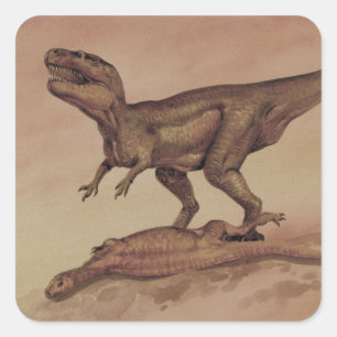 Vintage-Dinosaurier, fleischfressender Giganotosau Quadratischer Aufkleber