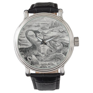 Vintage Dinosaurier-Illustration der 1800er Jahre Armbanduhr