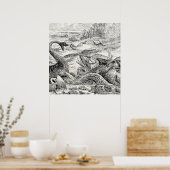 Vintage Dinosaurier-Illustration der 1800er Jahre Poster (Küche)