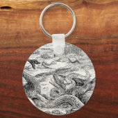 Vintage Dinosaurier-Illustration der 1800er Jahre  Schlüsselanhänger (Vorderseite)