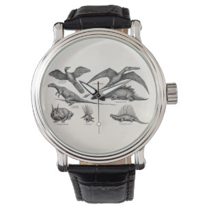 Vintage Dinosaurier-Illustrations-Retro Armbanduhr
