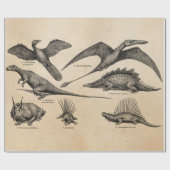 Vintage Dinosaurier-Illustrations-Retro Geschenkpapier (Flach)