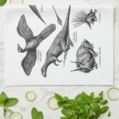 Vintage Dinosaurier-Illustrations-Retro Küchentuch (Gefaltet)