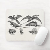 Vintage Dinosaurier-Illustrations-Retro Mousepad (Mit Mouse)