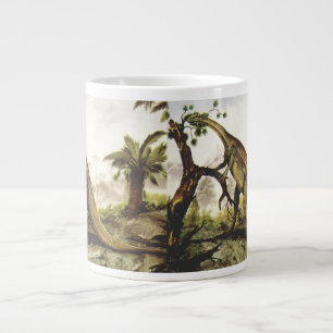 Vintage-Dinosaurier, Plateosaurus, der auf Bäumen  Jumbo-Tasse