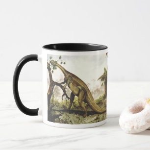 Vintage-Dinosaurier, Plateosaurus, der von Bäumen  Tasse