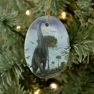 Vintage-Dinosaurier, Sauroposeidon mit fliegenden Keramikornament
