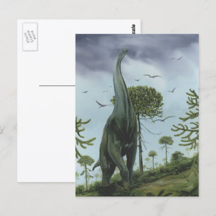 Vintage-Dinosaurier, Sauroposeidon mit fliegenden  Postkarte