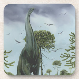 Vintage Dinosaurier, Sauroposeidon mit Vögeln flie Getränkeuntersetzer