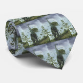 Vintage Dinosaurier, Sauroposeidon mit Vögeln flie Krawatte (Gerollt)