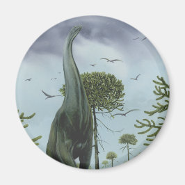 Vintage Dinosaurier, Sauroposeidon mit Vögeln flie Magnet