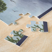 Vintage Dinosaurier, Sauroposeidon mit Vögeln flie Puzzle (Seite)