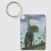 Vintage Dinosaurier, Sauroposeidon mit Vögeln flie Schlüsselanhänger (Vorderseite)