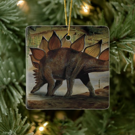 Vintage Dinosaurier, Stegosaurus, Schwanz mit Spik Keramikornament (Baum)