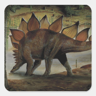 Vintage-Dinosaurier, Stegosaurus, Schwanz mit Stac Quadratischer Aufkleber