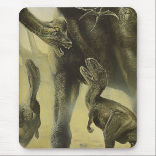 Vintage Dinosaurier, Torvosaurus und Brachiosaurus Mousepad