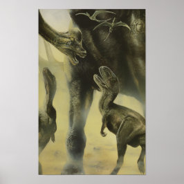 Vintage Dinosaurier, Torvosaurus und Brachiosaurus Poster