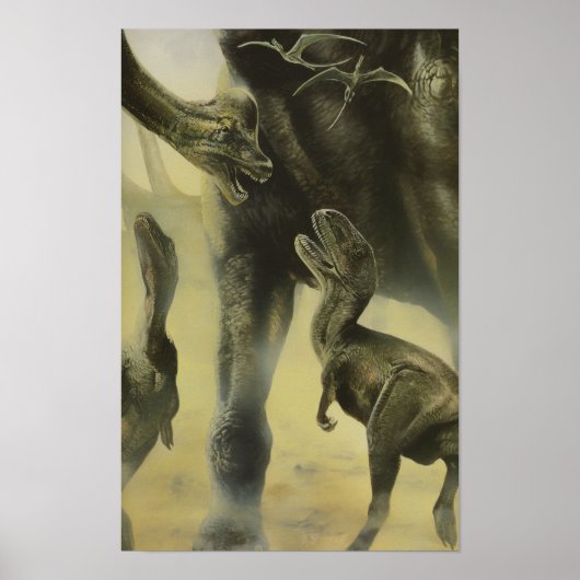 Vintage Dinosaurier, Torvosaurus und Brachiosaurus Poster (Vorne)