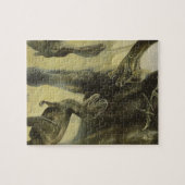 Vintage Dinosaurier, Torvosaurus und Brachiosaurus Puzzle (Horizontal)