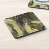 Vintage Dinosaurier, Torvosaurus und Brachiosaurus Untersetzer (Linke Seite)