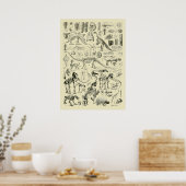 Vintage-Dinosaurierknochen-Fossilien-Kunst Poster (Küche)