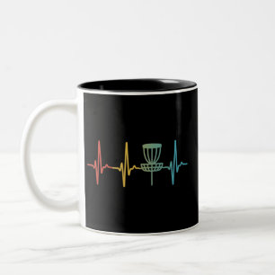 Vintage Disc Golf Retro Herzschlag Geschenk Disc G Zweifarbige Tasse