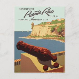 Vintage Discover Puerto Rico WPA Reise Postkarte
