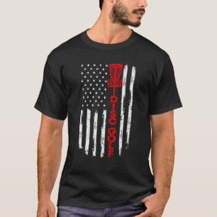 Vintage Disk Golf Basket American Flag for Disk Go T-Shirt