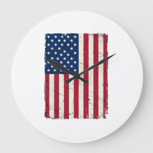 Vintage-Distressed-Amerikanischer-Flagge-Vektor-Sh Große Wanduhr