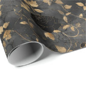 Vintage Distressed Black Flowers Beige Background Geschenkpapier (Rolleneckpunkt)