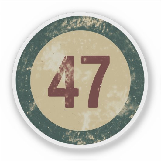 Vintage Distressed Number 47 Aufkleber (Vorderseite)