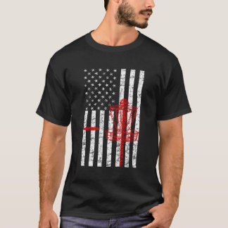 Vintage Distressive Disc Golf American Flag Patrio T-Shirt