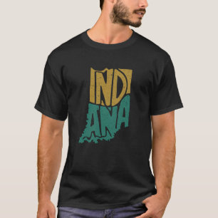Vintage Distressive Indiana Staat Map Kontur T-Shirt