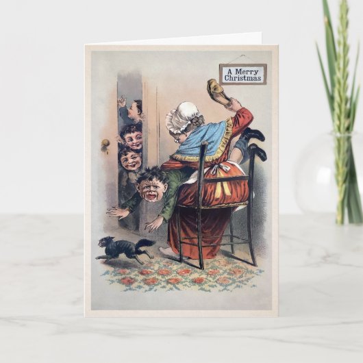 Vintage disziplinierte Kinderweihnachtskarte Feiertagskarte (Vorderseite)