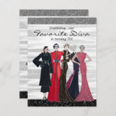 Vintage Diva Birthday Party Einladung (Vorne/Hinten)