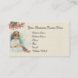 Vintage Diva-u. Rosen-Geschäfts-Karte Visitenkarte