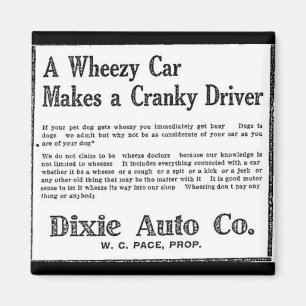 Vintage-Dixie-Autowerbung 1923 keuchendes Auto Magnet