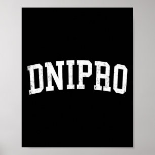 Vintage Dnipro Ukraine abgenutzt Weiße Varsity Poster