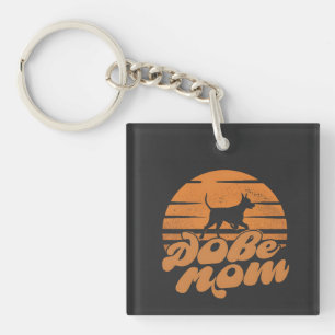 Vintage-Dobe-Mom-Sonnenuntergang-Hundekunst Schlüsselanhänger