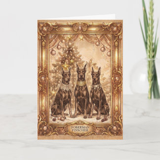 Vintage Doberman Pinscher Christmas Greeting Card Feiertagskarte