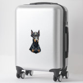 Vintage Doberman Police Dog Portrait Black and Whi Aufkleber (Koffer)