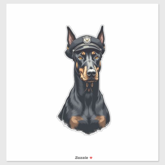 Vintage Doberman Police Dog Portrait Black and Whi Aufkleber (Blatt)